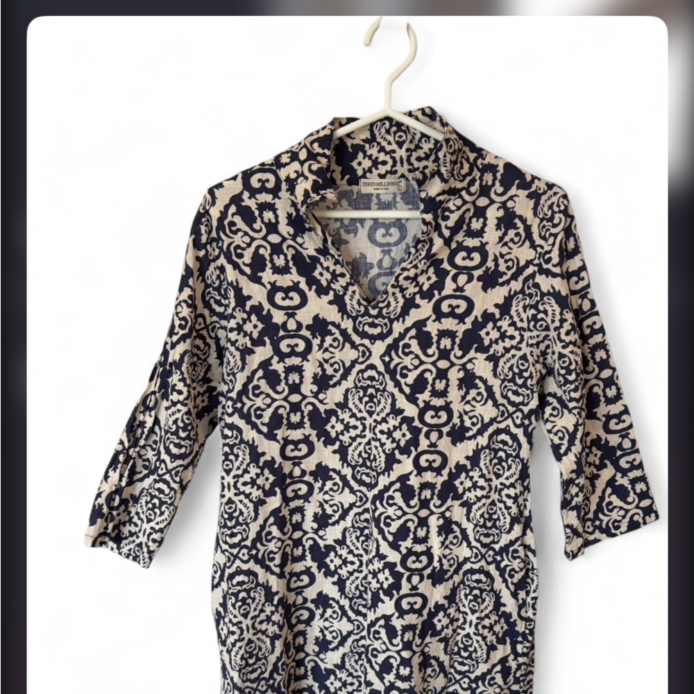 Terzo Millennio Blue & Cream Printed Top/dress